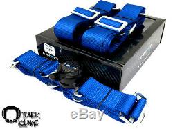 Nrg Blue 4 Point Racing Seat Belt Harness Safety Belt Cam Lock Sbh-4pbl Tt