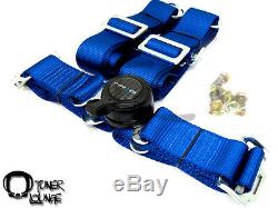 Nrg Blue 4 Point Racing Seat Belt Harness Safety Belt Cam Lock Sbh-4pbl Tt