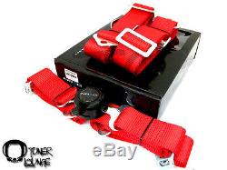 Nrg Red 4 Point Racing Seat Belt Harness Safety Belt 2 Cam Lock Sbh-4prd