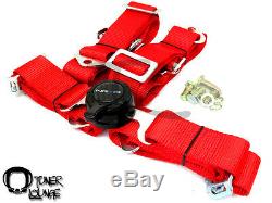 Nrg Red 4 Point Racing Seat Belt Harness Safety Belt 2 Cam Lock Sbh-4prd