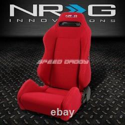 Nrg Type-r Red Reclinable Driver Left Side Racing Seat+4-point Blue Harness Belt