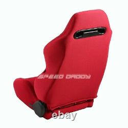 Nrg Type-r Red Reclinable Racing Seats+universal Slider+2x 4-point Harness Belt