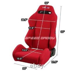 Nrg Type-r Red Reclinable Racing Seats+universal Slider+2x 4-point Harness Belt