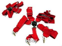 OBX Racing Sports Red 5 Point Racing Seat Belt Harness Driver & Passenger Set