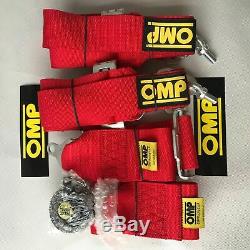 OMP Red 4 Point Camlock Quick Release Racing Seat Belt Harness