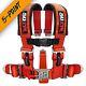 ORANGE 5 Point Safety Harness 3 Inch Padded Seat Belt Latch Lock Sternum Strap