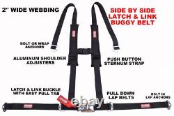 Off Road Side By Side 2 Seat Belt Harness Racing 4 Point Latch Black
