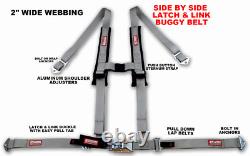 Off Road Side By Side 2 Seat Belt Harness Racing 4 Point Latch Gray