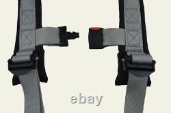 Off Road Side By Side 2 Seat Belt Harness Racing 4 Point Latch Gray