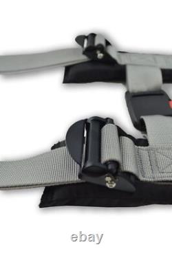 Off Road Side By Side 2 Seat Belt Harness Racing 4 Point Latch Gray