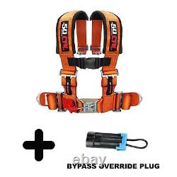Orange 2in 4 point Harness Seat Belt with Bypass Plug For CanAm Defender Maverick
