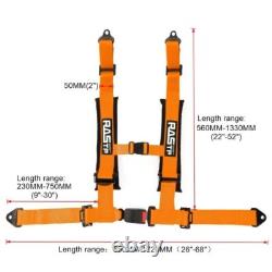 Orange Pair of 4 Point Harness Racing Seat Belt 2IN Padding For CanAm X3 YXZ UTV