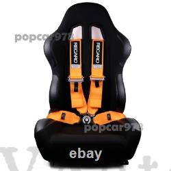 Orange RECARO 4 Point 3 Racing Seat Belt Quick Release Seatbelt Snap-On Harness