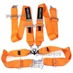 Orange RECARO 4 Point 3 Racing Seat Belt Quick Release Seatbelt Snap-On Harness