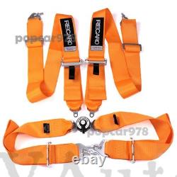 Orange RECARO 4 Point 3 Racing Seat Belt Quick Release Seatbelt Snap-On Harness