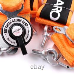 Orange RECARO 4 Point 3 Racing Seat Belt Quick Release Seatbelt Snap-On Harness