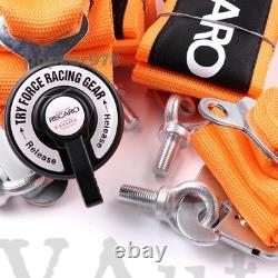 Orange RECARO 4 Point 3 Racing Seat Belt Quick Release Seatbelt Snap-On Harness