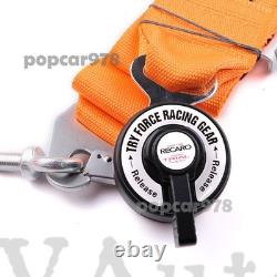 Orange RECARO 4 Point 3 Racing Seat Belt Quick Release Seatbelt Snap-On Harness