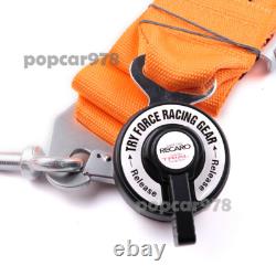 Orange RECARO 4 Point 3 Racing Seat Belt Quick Release Seatbelt Snap-On Harness