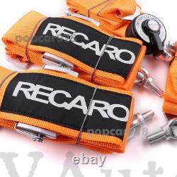 Orange RECARO 4 Point 3 Racing Seat Belt Quick Release Seatbelt Snap-On Harness