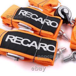 Orange RECARO 4 Point 3 Racing Seat Belt Quick Release Seatbelt Snap-On Harness