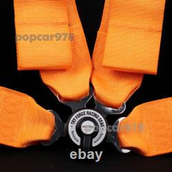 Orange RECARO 4 Point 3 Racing Seat Belt Quick Release Seatbelt Snap-On Harness