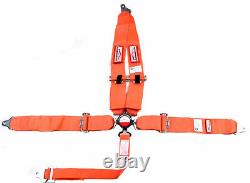 Orange Safety Harness Sfi 16.1 Racing 5 Point V Mount 3 Cam Lock Seat Belt