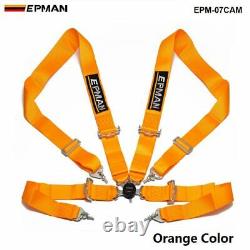 Orange Universal 4-Point 3 Nylon Strap Harness Safety Camlock Racing Seat Belt