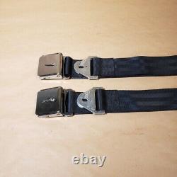 Original Beams Black 2 Point Seat Belt Lap Belt Pair Jaguar XK w Leaper Motif