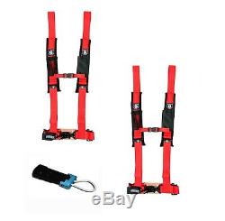 PRO ARMOR 4 Point Harness 2 Pads Seat Belt PAIR With BYPASS RED RZR XP 1000 TURBO