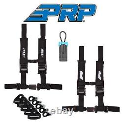 PRP (2) Black 4-Point Harness/Seat Belt Bypass/Clip-In Kit For Polaris & Can-Am