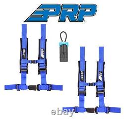 PRP (2) Blue 4-Point 2 Harness/Seat Belt Bypass Connector For Polaris & Can-Am