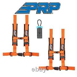 PRP (2) Orange 4-Point 2 Harness/Seat Belt Bypass Connector For Polaris/Can-Am