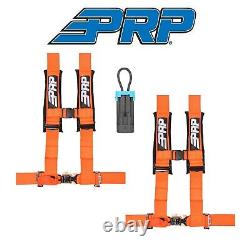 PRP (2) Orange 4-Point 3 Harness/Seat Belt Bypass Connector For Polaris/Can-Am
