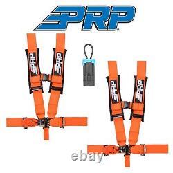 PRP (2) Orange 5-Point 3 Harness/Seat Belt Bypass Connector For Polaris/Can-Am