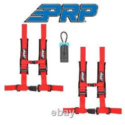 PRP (2) Red 4-Point 2 Harness/Seat Belt Bypass Connector For Polaris & Can-Am