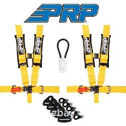 PRP (2) Yellow 5-Point Harness/Seat Belt Bypass/Clip in Kit For Yamaha YXZ1000R