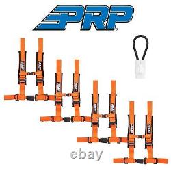 PRP (4) Orange 4-Point 2 Harness/Seat Belt Bypass For 2015+ Yamaha YXZ1000