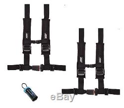 PRP 4 Point 2 Harness Seat Belts Automotive Style Latch Black Polaris RZR All
