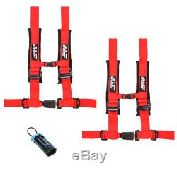 PRP 4 Point 2 Harness Seat Belts Automotive Style Latch Red Polaris RZR All