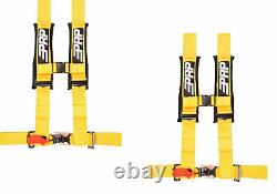 PRP 4 Point Harness 3 Pads Seat Belt PAIR Yellow Can Am Polaris Honda Yamaha