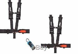 PRP 5 Point Harness 3 x 2 Seat Belt PAIR BLACK Bypass Polaris RZR XP Turbo 1000