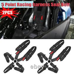 Pair 5 Point Racing Harness Camlock Quick Release Safety Seat Belt ATV UTV Black