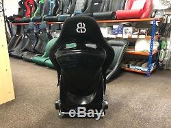 Pair BB7 Fibreglass Reclining Sports Bucket Seats Black + Seat Belt Harness
