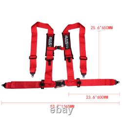 Pair Of Red 4 Point 3 Nylon Racing Harness Shoulder Pads Seat Belts Buckle