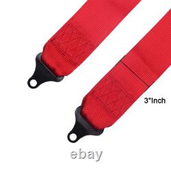 Pair Of Red 4 Point 3 Nylon Racing Harness Shoulder Pads Seat Belts Buckle
