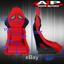 Pair Of Red Racing Bucket Seats + 2X 4Pt 2 Camlock Racing Seat Belt Harness