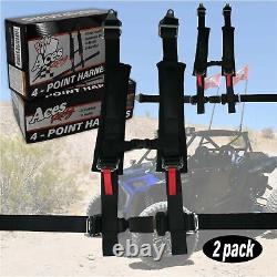 Pair Polaris RZR 4 Point Harness with 2 Thick Padding & RZR Seat Belt Bypass