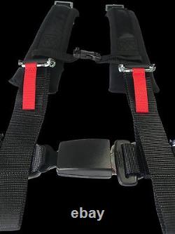 Pair Polaris RZR 4 Point Harness with 2 Thick Padding & RZR Seat Belt Bypass