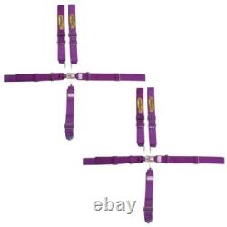 Pair Purple 5 Point Racing Harness Seat Belt Combo Latch & Link Pull Down Razor